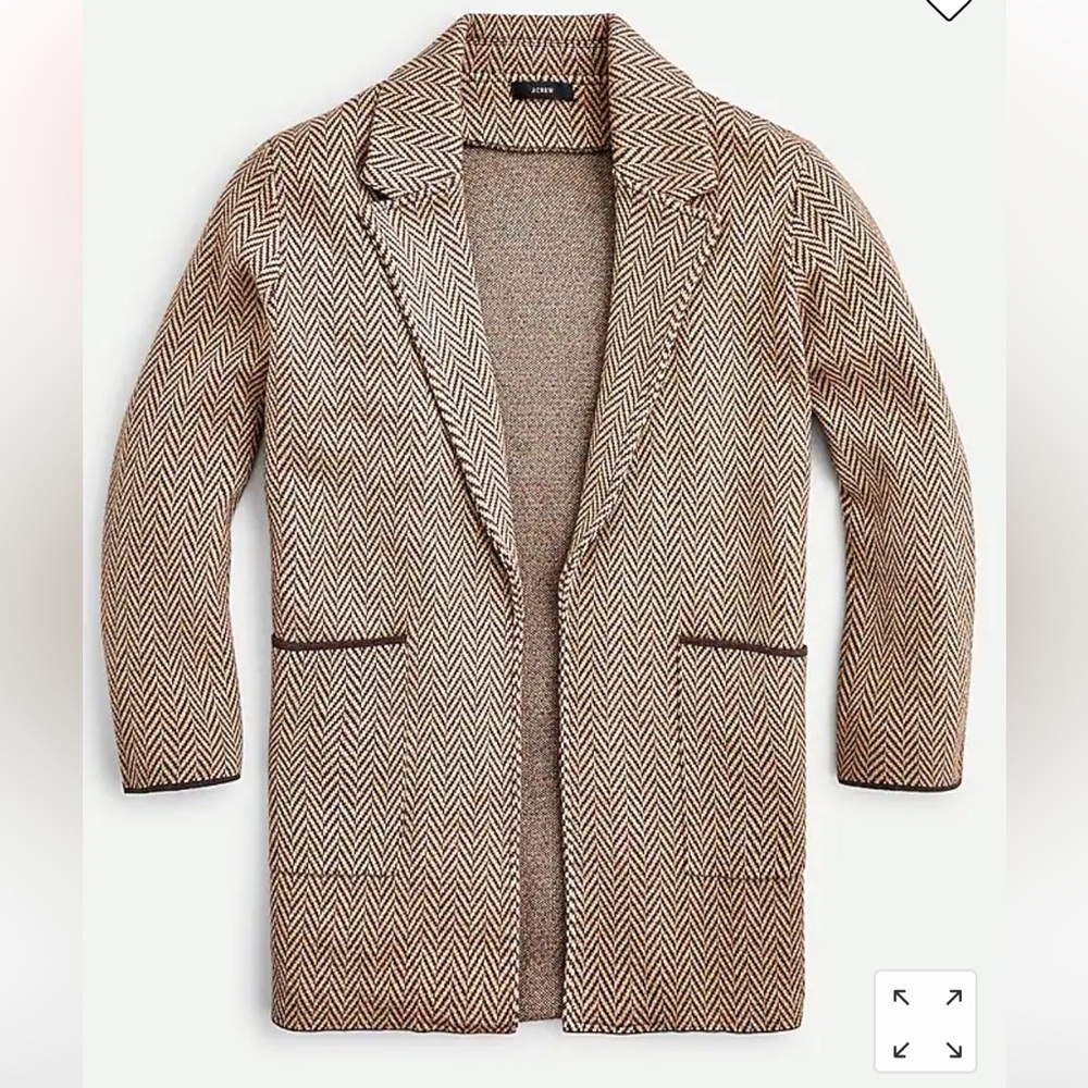J.Crew Sophie Open Front Sweater Blazer in Chevron Brown - SIZE L (runs large)